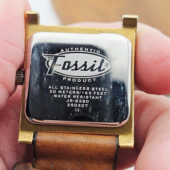 Fossil Men's Gold Tone Dial Wide Brown Leather Band Distressed Casual Everyday - Picture 6 of 6